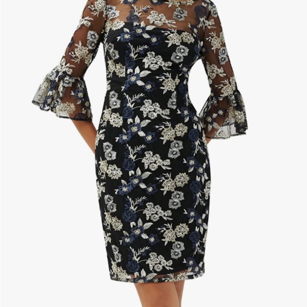 Adrianna Papell womens Embroidered Sheath